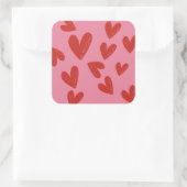 Sticker Carré Valentine's Day Modern Red & Pink Hearts Script (Sac)