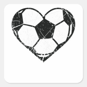 Sticker Carré Valentines Day Soccer Ball Heart Grunge Hommes Fem