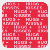 Sticker Carré Valentines Fancy Red & Rose Hugs & Kisses (Devant)