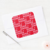 Sticker Carré Valentines Fancy Red & Rose Hugs & Kisses (Enveloppe)