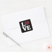 Sticker Carré Valentines Jour Coeur Plaid Amour (Enveloppe)