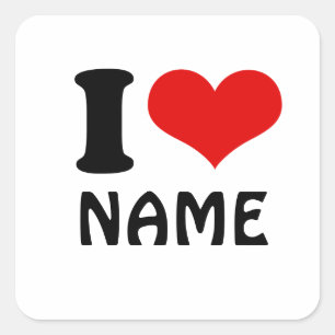 Sticker Carré Valentines personnalisables Jour J'aime Coeur Pers