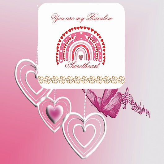 Sticker Carré Valentines romantiques Vous êtes mon amour arc-en-