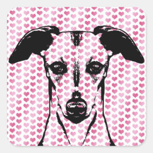 Sticker Carré Valentines - silhouette de whippet