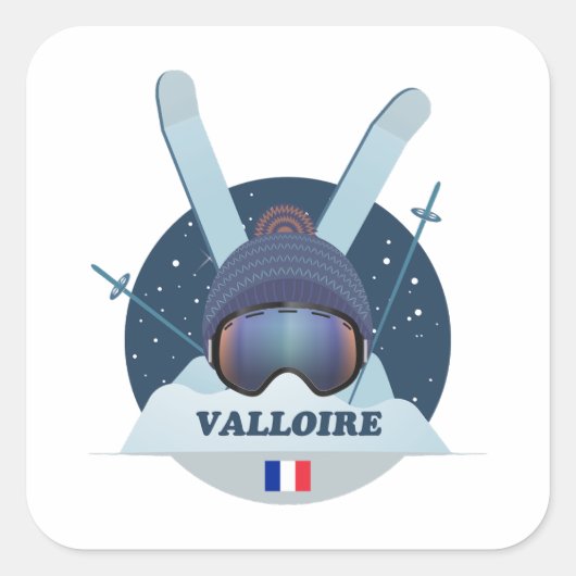 Sticker Carré Valloire Station de ski (Devant)