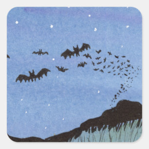 Sticker Carré Vampire Bats Halloween