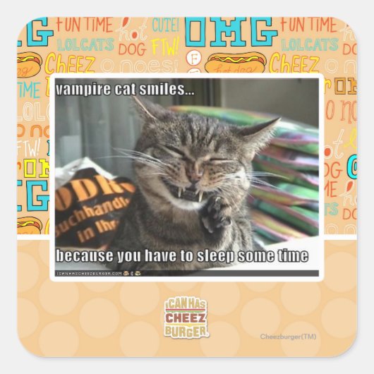 Sticker Carré vampire chat sourit (Devant)