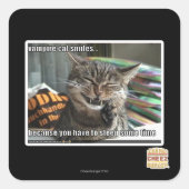 Sticker Carré vampire chat sourit (Devant)