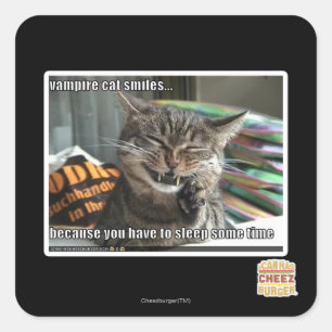 Sticker Carré vampire chat sourit