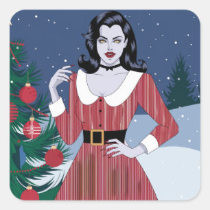 Sticker Carré Vampire femme Noël