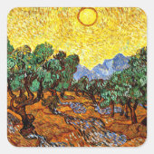 Sticker Carré Van Gogh, Arbres au ciel jaune (Devant)
