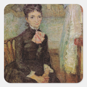 Sticker Carré Van Gogh, Femme assise au berceau, Art Vintage
