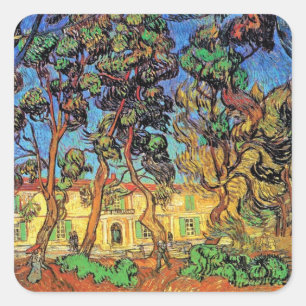 Sticker Carré Van Gogh - Les Arbres dans le jardin de l'hôpital 