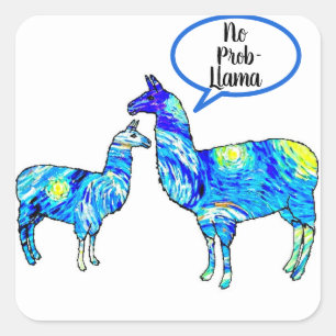 Sticker Carré Van Gogh - No Prob Llama