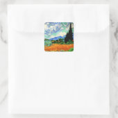 Sticker Carré Van Gogh peinture, Wheatfield avec Cypress Tree (Sac)