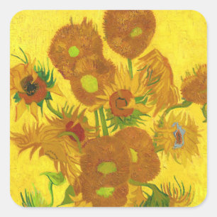 Sticker Carré Van Gogh Quinze Tournesols Dans Un Vase Art