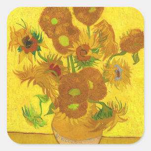 Sticker Carré Van Gogh Quinze Tournesols Dans Un Vase Art