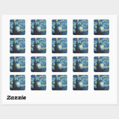 Sticker Carré Van Gogh Starry Classic Nuit Impressionnisme Art (Feuille)