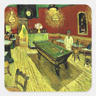 Sticker Carré Van Gogh - The Night Cafe, célèbre peinture,
