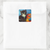 Sticker Carré Van Gogh Tuxedo Cat (Sac)