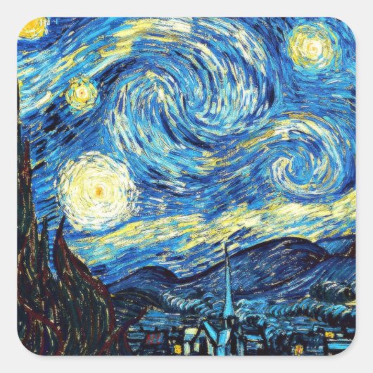 Sticker Carré Van Gogh's famous painting, Starry Night (Devant)