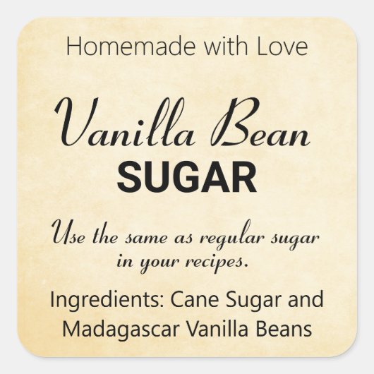 Sticker Carré Vanilla Bean Sugar ou n'importe quelle formulation (Devant)