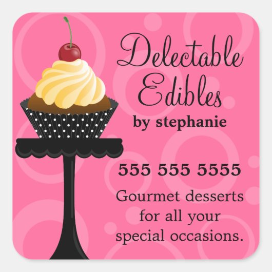 Sticker Carré Vanilla Cherry Cupcake Bakery (Devant)