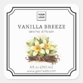 Sticker Carré Vanilla Floral Aroma Diffuser Label (Devant)