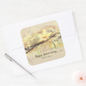 Sticker Carré Vanilla Orchid Flower Abstract Art Calligraphy (Enveloppe)