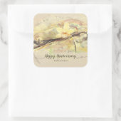 Sticker Carré Vanilla Orchid Flower Abstract Art Calligraphy (Sac)