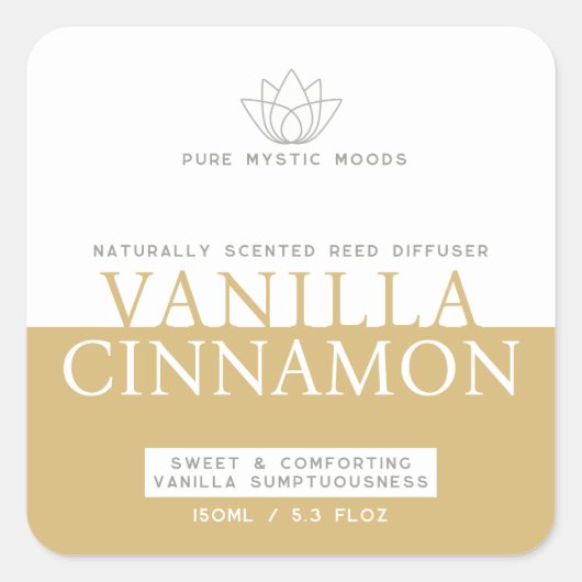 Sticker Carré Vanille cinammon brun rouge blanc diffuseur (Devant)