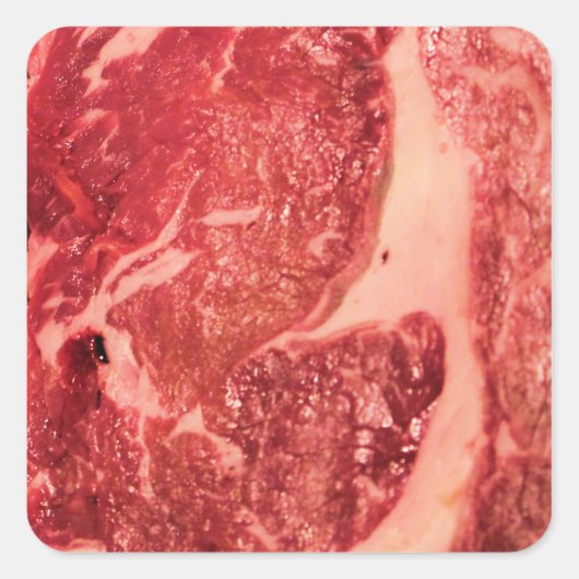 Sticker Carré Vapeur de Ribeye de viande crue (Devant)