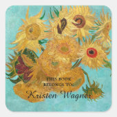 Sticker Carré Vase avec douze tournesols par Vincent Van Gogh (Devant)