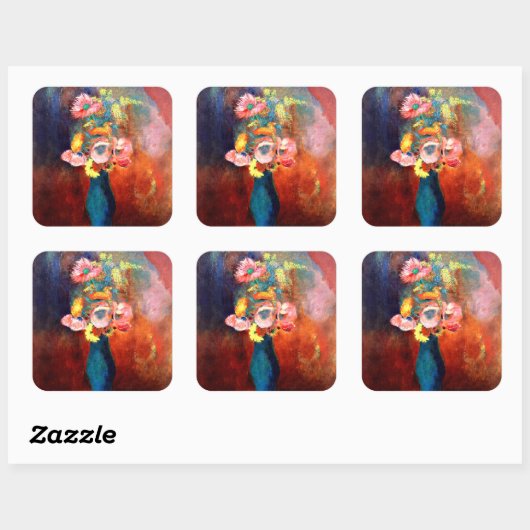 Sticker Carré Vase éthérée des fleurs (Feuille)