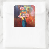 Sticker Carré Vase éthérée des fleurs (Sac)