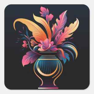 STICKER CARRÉ VASE NEO N° 1