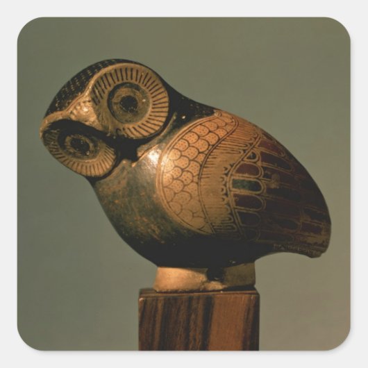 Sticker Carré Vase sous forme de hibou, Proto-Corinthien (Devant)