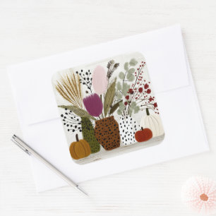 Sticker Carré Vases tachetés léopard prune et olive