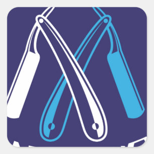 Sticker Carré Vecteur d'icône du logo de la Boutique de coiffure