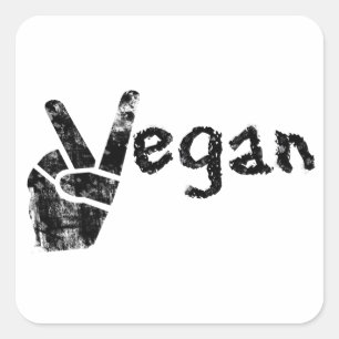 Sticker Carré Vegan avec symbole de paix