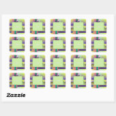 Sticker Carré Vegan Food Requirement Abstract Pattern Party (Feuille)