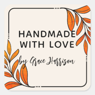 Sticker Carré Végétal fantaisiste fait main avec amour