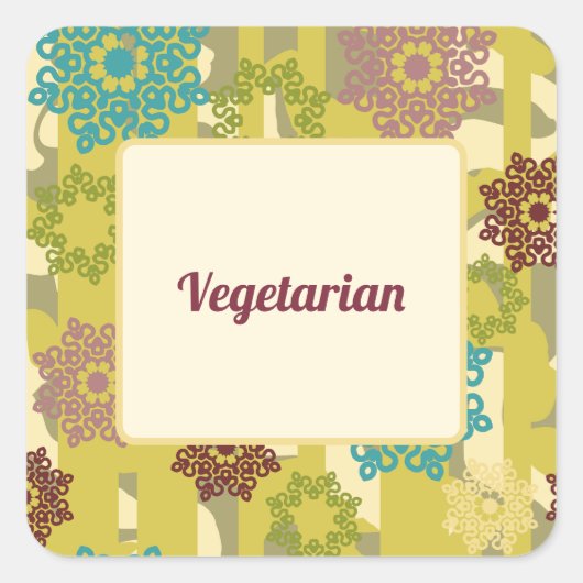 Sticker Carré Vegetarian Urban Floral Dietary Needs (Devant)