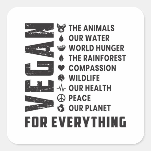 Sticker Carré Vegetarian Vegetarian Vegetables Véganisme Funny C (Devant)