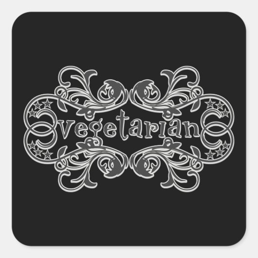 Sticker Carré Végétarien vintage (Devant)