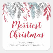 Sticker Carré Végétation d'hiver Rouge Script plus joli Noël (Devant)