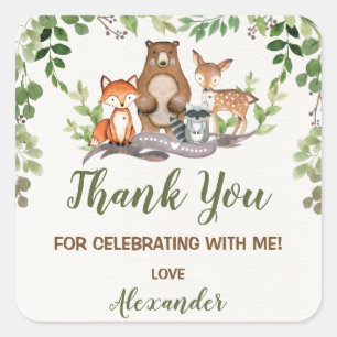 Sticker Carré Végétation Forêt forestière Baby shower d'annivers
