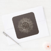 Sticker Carré Vegvisir - Viking Compass - Cuir Brown et or (Enveloppe)