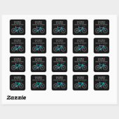 Sticker Carré Vélo Aqua En Noir (Feuille)