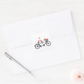 Sticker Carré vélo tandem avec de mignons inséparables (Enveloppe)